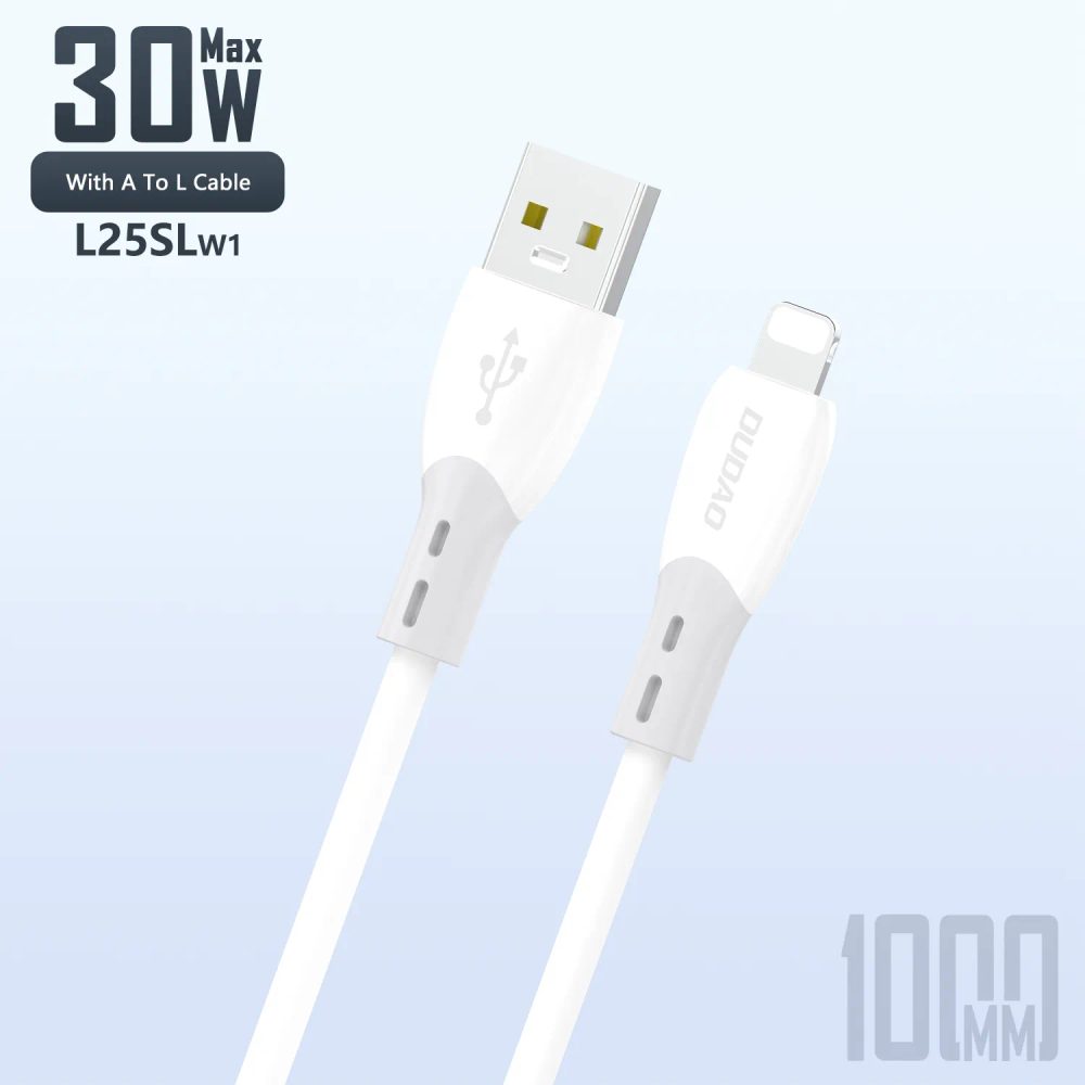 Dudao L25SL kábel USB-A - Lightning, 30W, 1 m, biely