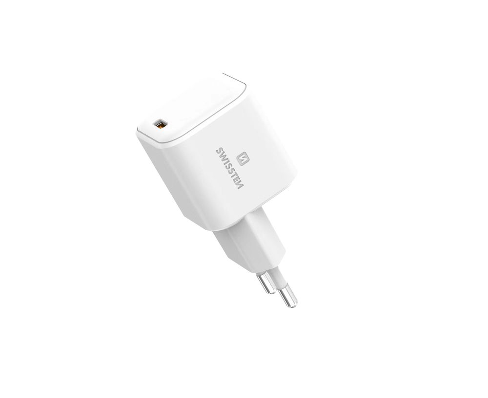 Swissten sieťový adaptér GaN 1x USB-C 65W, Power Delivery, biely