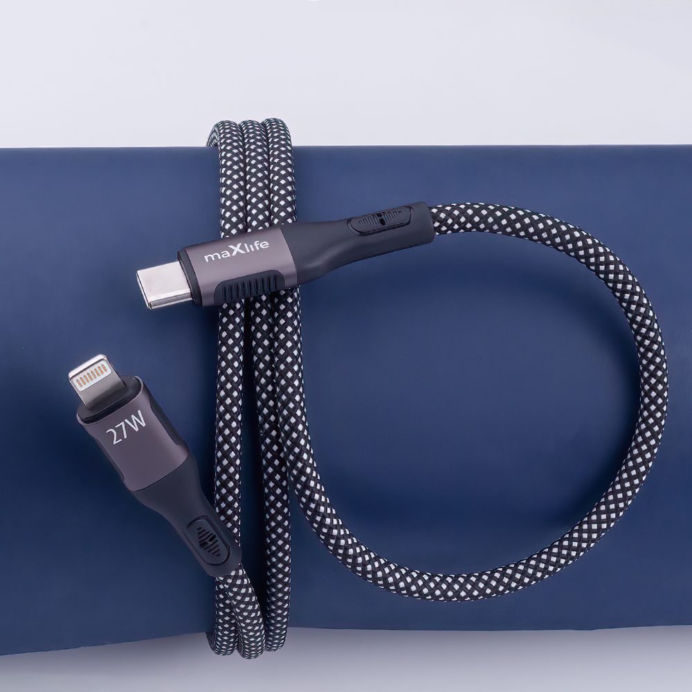 Maxlife magnetický kábel MXUC-11 USB-C - Lightning 1,0 m 27W, čierny