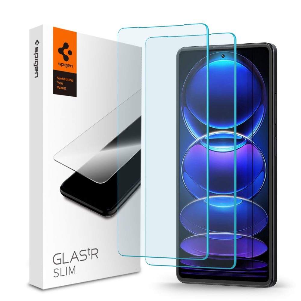 Spigen Glas.Tr Slim, Folie De Sticlă Securizată 2 Bucăți, Xiaomi Redmi Note 12 Pro 5G / 12 Pro Plus 5G / Poco X5 Pro 5G