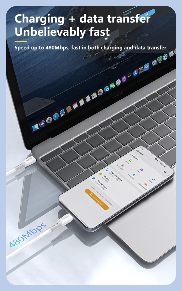 Dudao L25SC kábel USB-C - USB-C, 60W, 2 m, biely