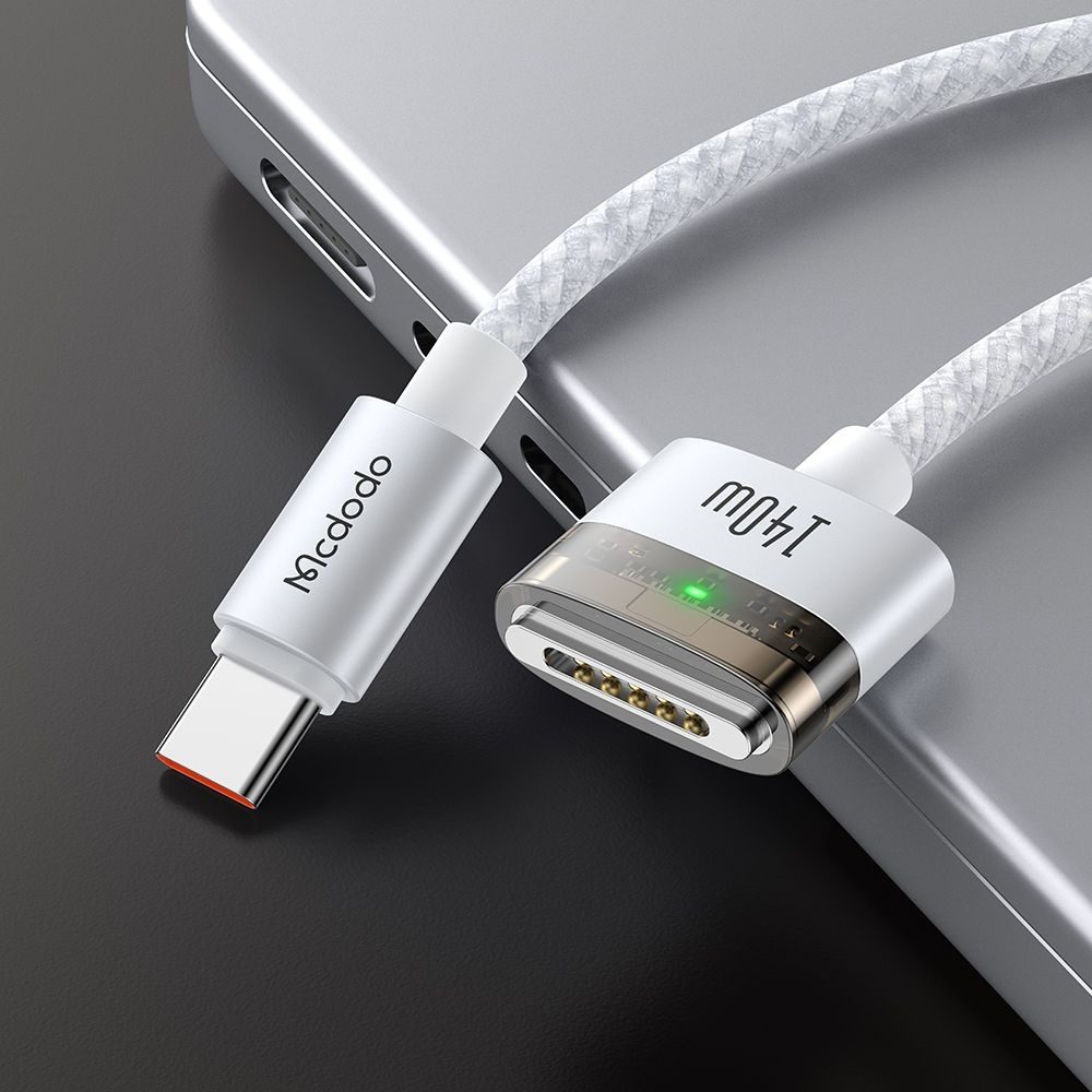 Mcdodo Magnetický kábel (CA-2070) USB-C - MagSafe 3, 140W, LED indikátor, 2 m, biely