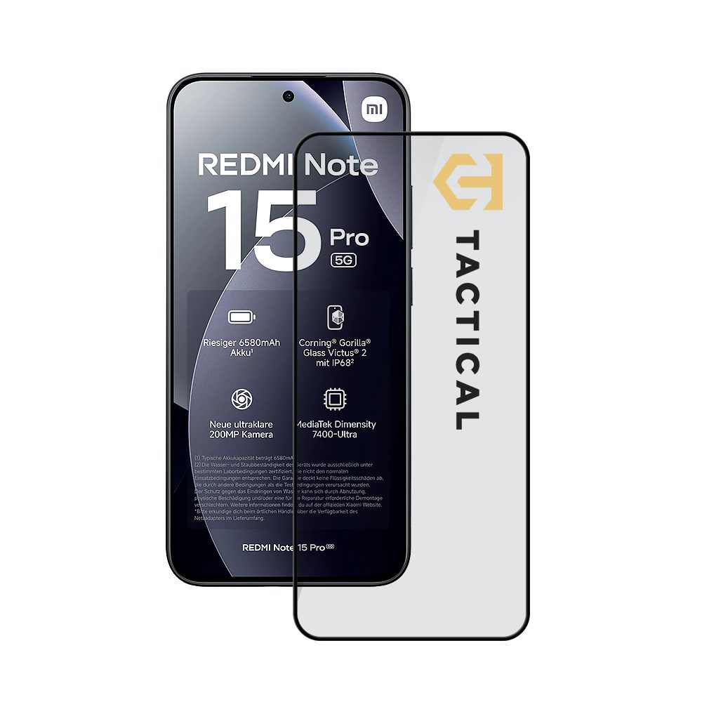 Tactical Glass Shield 5D sticlă pentru Xiaomi Redmi Note 15 Pro 5G, negru