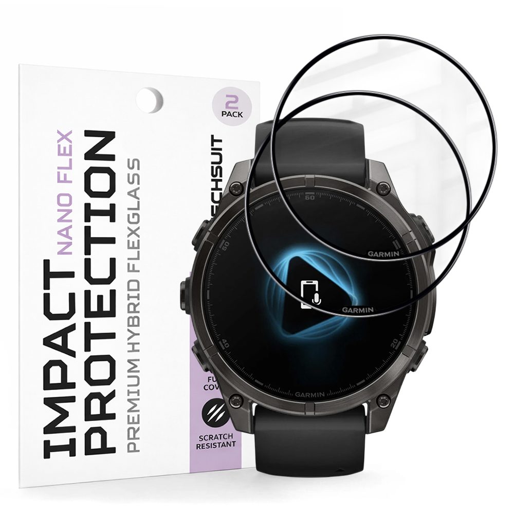 Levně Techsuit Nano Flex, Garmin Fenix 8 / Fenix 8 Pro 47mm, 2 kusy, černé