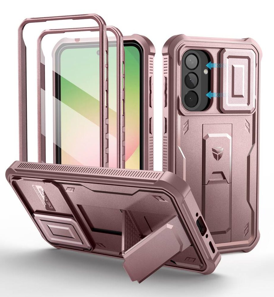 Levně Dexnor 360 Kickstand Camprotector obal Samsung Galaxy A56, růžový
