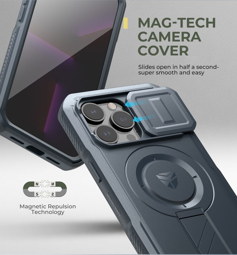 Dexnor MagSafe 360 Kickstand Camprotector obal iPhone 13 / 14, modrý