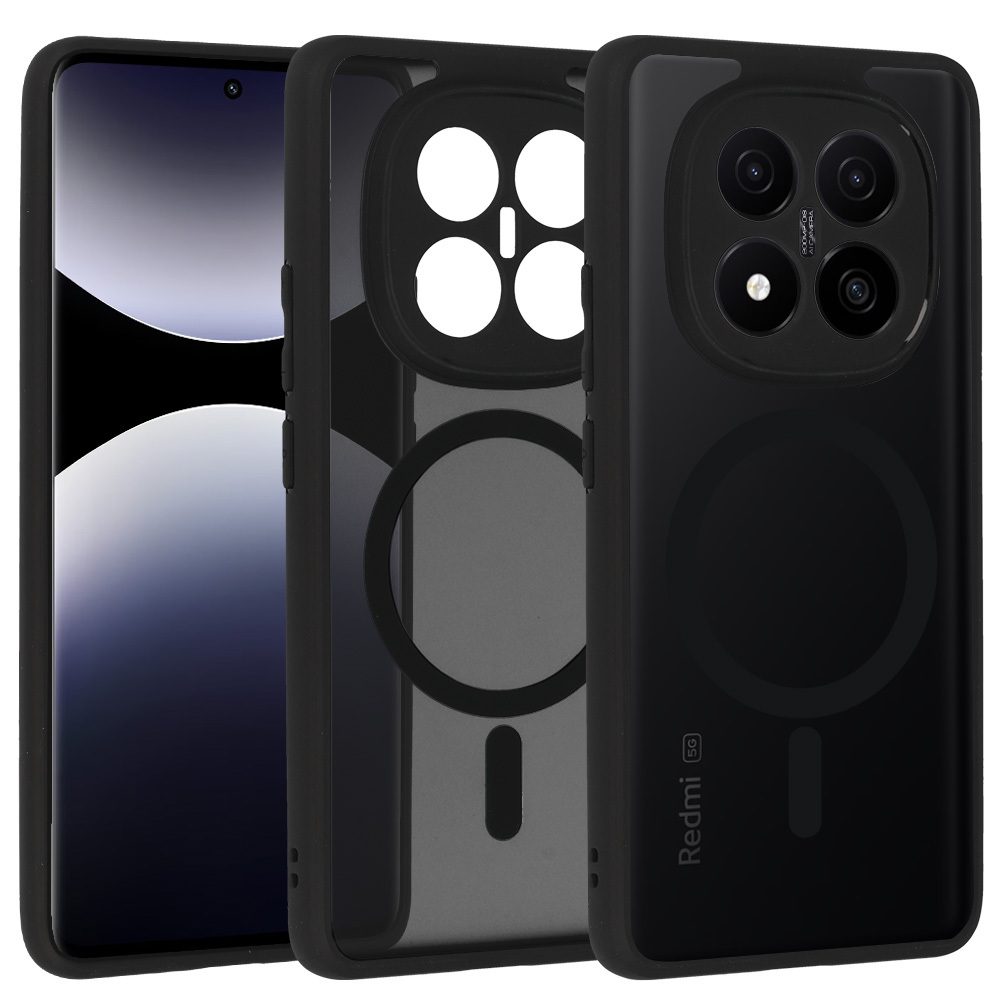 Teljes Matt Mágneses Tok, Xiaomi Redmi Note 14 Pro Plus 5G, fekete