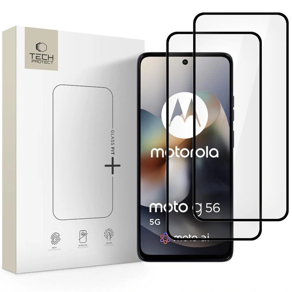 Levně Tech-Protect Tvrzené sklo Fit+ Motorola Moto G56 5G, černé, 2 kusy