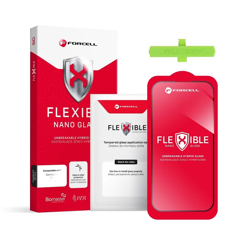 Forcell Flexible 5D Full Glue Hybridní Sklo, IPhone 14 Pro, černé
