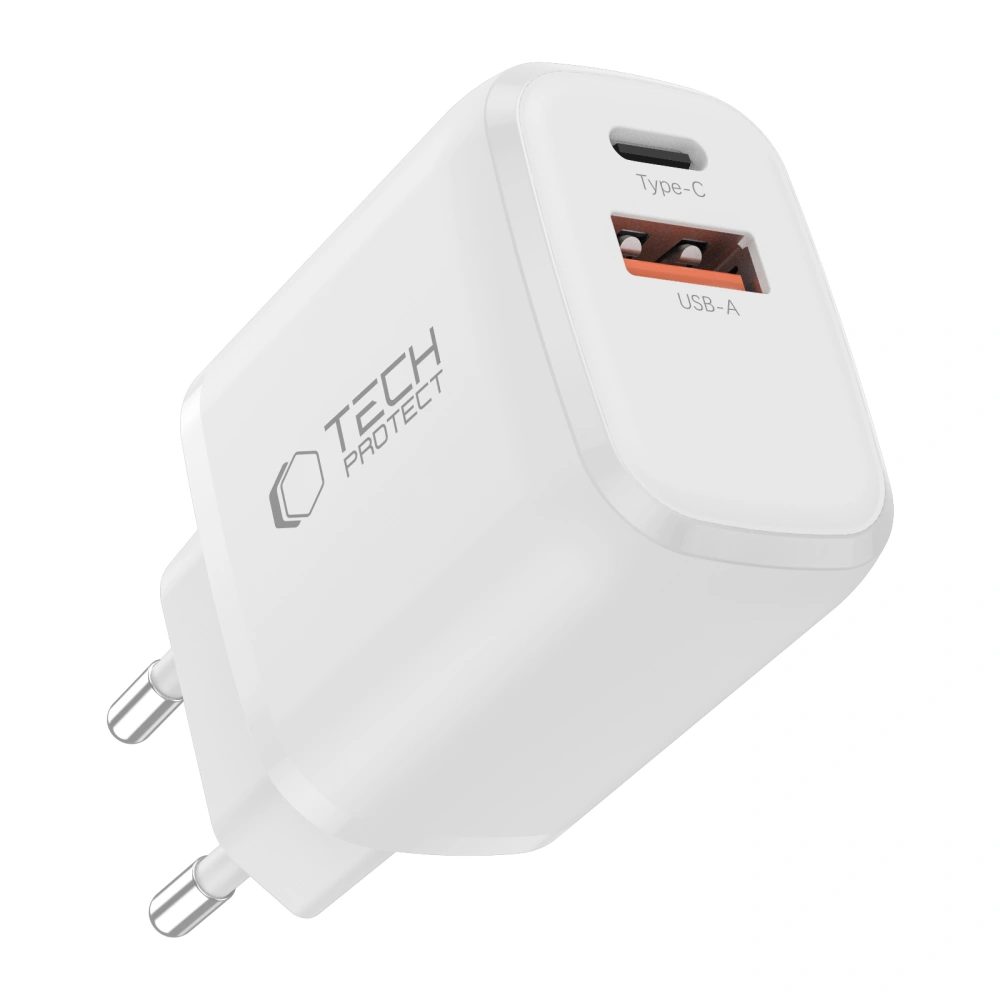 Tech-Protect NCA45W-GAN 2-portová sieťová nabíjačka PD45W / QC 3.0, biela