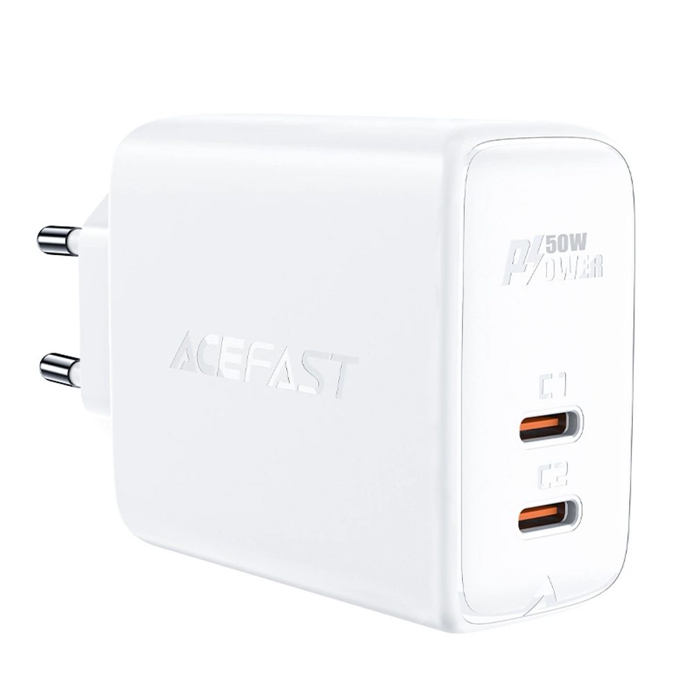 Acefast încărcător cu două porturi A29 PD50W GaN (USB-C + USB-C), alb (A29 white)