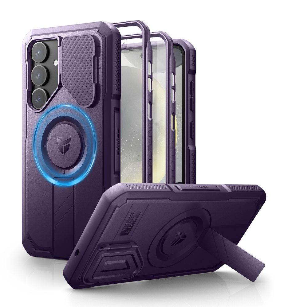 Levně Dexnor MagSafe 360 Kickstand Camprotector obal Samsung Galaxy S25 Plus, fialový