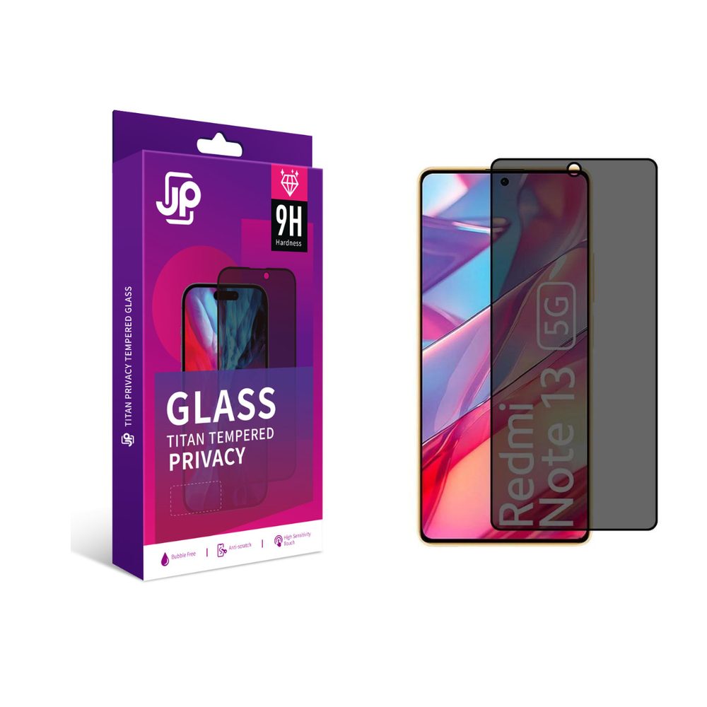 Levně JP Titan Privacy extra odolné tvrzené sklo, Xiaomi Redmi Note 13 5G, černé