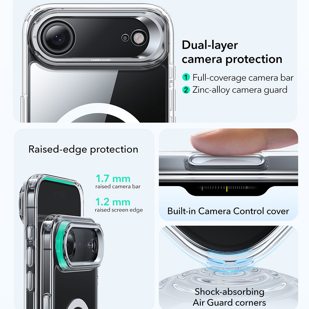 Kryt ESR Classic Hybrid HaloLock Kickstand, iPhone Air, číry