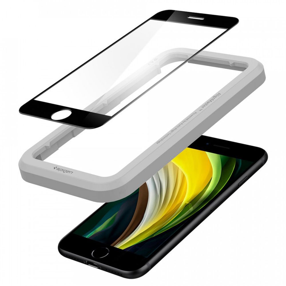 Spigen Full Cover Glass ALM FC Zaščitno Kaljeno Steklo, IPhone 7 / 8 / SE 2020, črno