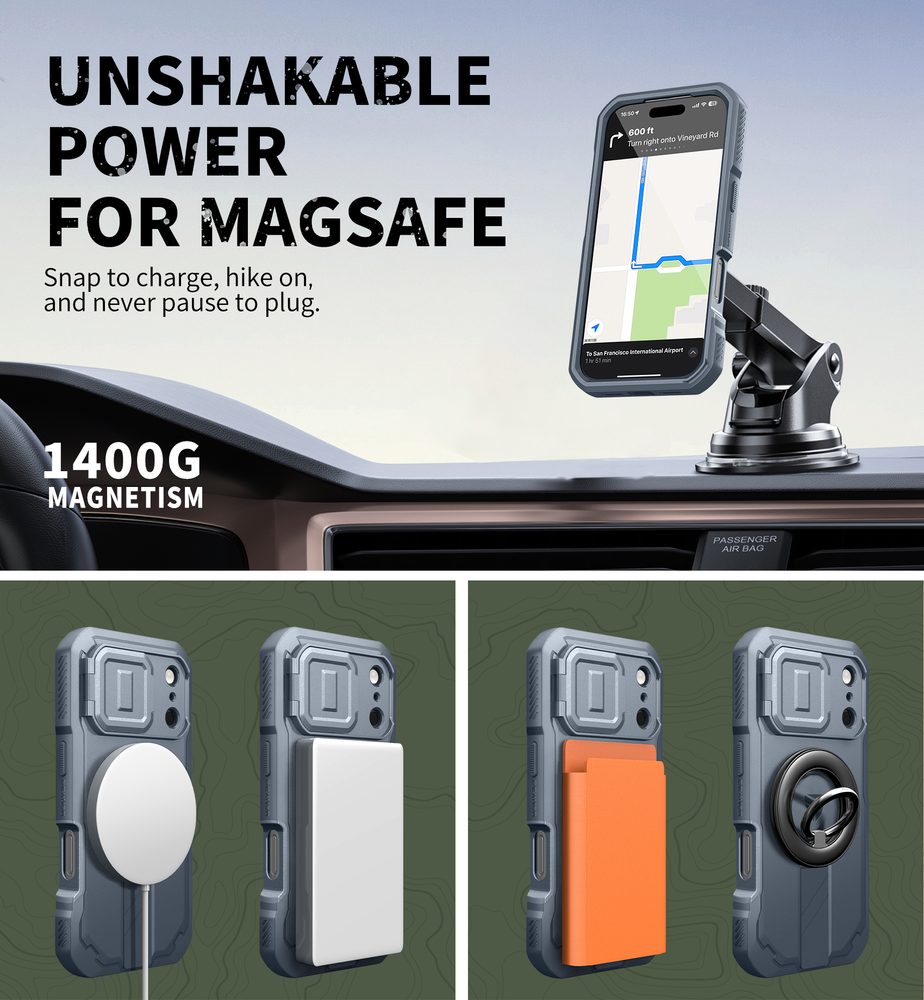 Dexnor MagSafe 360 Kickstand Camprotector obal iPhone 17 Pro, modrý
