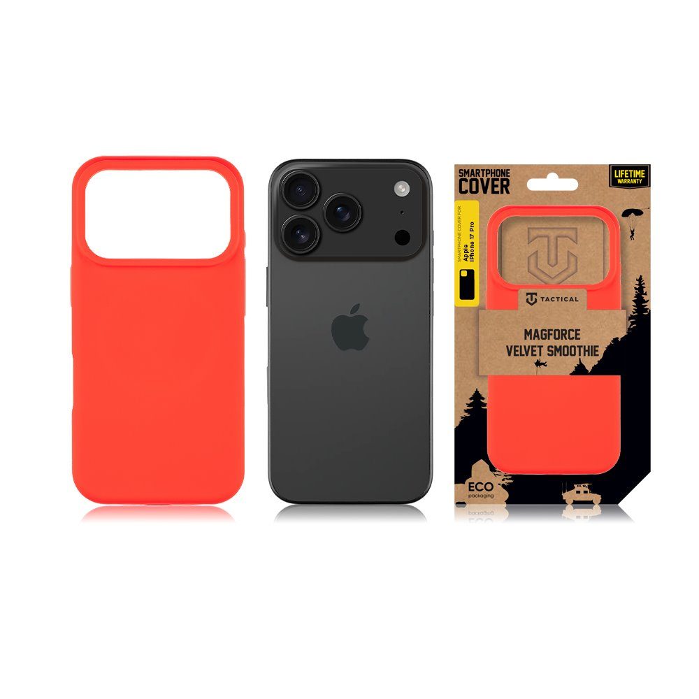 Tactical MagForce Velvet Smoothie kryt, iPhone 17 Pro, červený
