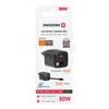 Swissten SlideCharge adapter sisseehitatud väljatõmmatava USB-C kaabliga GaN 30W 1x USB-A 18W – must
