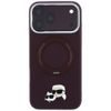 Karl Lagerfeld Leather Ring Stand 360 KC Pin MagSafe ümbris iPhone 17 Pro Max / 18 Pro Max – burgundia