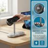 Qi2.2 MagSafe Nabíjecí stanice 5v1 s aktivním chlazením, 25 W a 360° rotací pro iPhone, Apple Watch, AirPods, Android, stříbrná