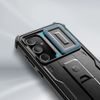 Tech-Protect Kevlar Cam+ Schutzhülle für Samsung Galaxy S24 FE - Hybride Panzer-Hülle mit Kameraabdeckung und Kickstand - Schwarz