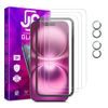 JP Mega Pack Szkło hartowane, 3 szkła na telefon z aplikatorem + 2 szkła na obiektyw, iPhone 16
