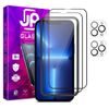 JP Full Pack edzett üveg, 2x 3D üveg applikátorral + 2x üveg a lencsén, iPhone 13 Pro MAX