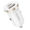 Borofone BZ22 Scenografski avtomobilski polnilnik, USB + USB-C, QC 3.0, PD 30 W, bela