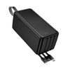 Borofone akupank BJ79C 50000mAh USB-A + USB-C ja Lightning kaablitega – must