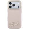 Karl Lagerfeld Grained Leather Resin Sign Logo MagSafe ümbris iPhone 17 Pro Max / 18 Pro Max – roosa