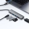 Acefast 6-in-1 Adapter (J18) - USB-C naar 2x USB 3.0, USB-C PD 90W, HDMI 4K, SD/TF Kaartlezer - Plug & Play - Grijs