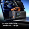 Aluminium Powerbanka pro nabíjení notebooků, 20 000 mAh, 100W, PD 3.0 s integrovaným výsuvným USB-C kabelem, oranžová