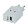 Swissten hálózati adapter smart IC 2x USB, 2.1A Power, fehér + USB-C kábel 1.2m