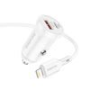 Borofone BZ18A încărcător auto - USB-C + USB - PD 20W QC 3.0 18W cu cablu USB-C - Lightning, alb