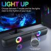 T-WOLF BT320 RGB Soundbar für PC und Gaming - Stereo Lautsprecher mit Bluetooth 5.0 - 7 RGB Beleuchtungsmodi