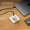 FIXED Mini GaN hálózati töltő, 2x USB-C + USB, PD 100W, fehér
