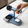 Qi2.2 MagSafe Nabíjecí stanice 5v1 s aktivním chlazením, 25 W a 360° rotací pro iPhone, Apple Watch, AirPods, Android, modrá