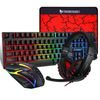 T-WOLF TF800, RGB gaming set 4 σε 1 (πληκτρολόγιο, ποντίκι, headset, mousepad)