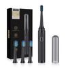Sonická elektrická zubná kefka so sadou 4 hlavíc a cestovným puzdrom, 5 režimov, 30 000 vibrácií/min, čierna