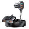 Joyroom Încărcător rapid pentru mașină cu cablu prelungitor, 45W, 5x USB-A, negru (JR-CL03 Pro)