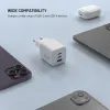 FIXED Mini GaN hálózati töltő, 2x USB-C + USB, PD 100W, fehér