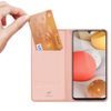 Dux Ducis Skin Leather case, könyves tok, Samsung Galaxy A42 5G, rózsaszín