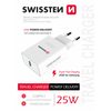 Swissten síťový adaptér PD 25W pro iPhone a Samsung, bílý