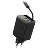 Dudao A67EU lādētājs ar iebūvētu izvelkamu USB-C kabeli GaN 67W PD – melns