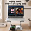 Premium Aluminium Laptop Ständer mit kabelloser 4-in-1 Ladestation - Ergonomischer Notebook Halter mit Wireless Charging für Smartphone, Smartwatch und Earbuds - Silber