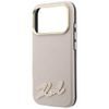 Karl Lagerfeld Grained Leather Resin Sign Logo MagSafe ümbris iPhone 17 Pro Max / 18 Pro Max – roosa