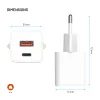Hálózati töltő FIXED Mini GaN, USB-C + USB, PD 30W, fehér