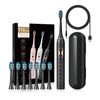 Soniczny elektryczny szczoteczka do zębów z zestawem 8 główek, 42 000 wibracji/min, 5 trybów, czarna