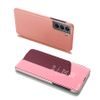 Husă Clear View roz pentru telefon Samsung Galaxy S22 Plus