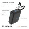 FIXED Zen 20 Loop powerbank LCD kijelzővel, 20 000 mAh, 40W, fekete
